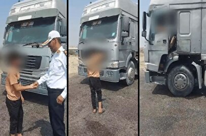 توقف راننده کامیون ۱۴ ساله / رئیس پلیس راه واکنش نشان داد