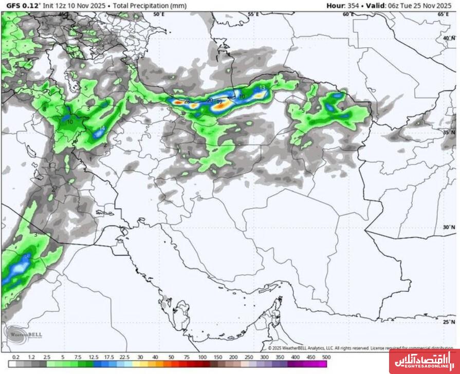 نقشه هواشناسی ایران در روزهای آینده آبان ۱۴۰۴ / بارش برف و باران در راه این استان‌ها است