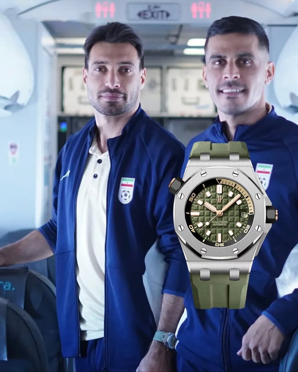  ژست خاص شجاع خلیل‌زاده در هواپیما با ساعت ٣ میلیارد تومانی + عکس