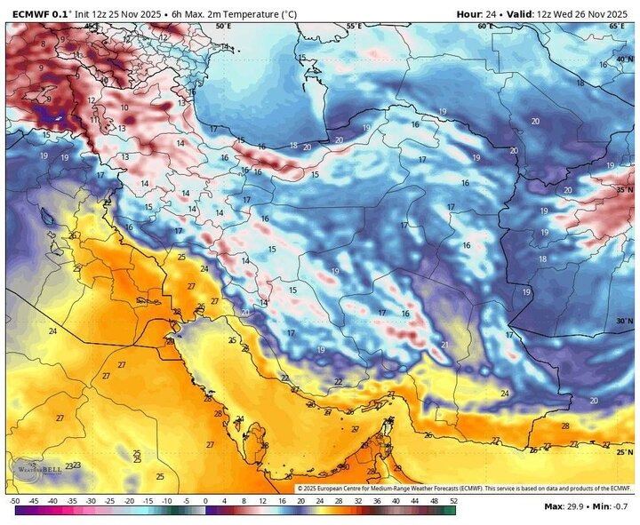 هواشناسی کشور امروز ۵ آذر ۱۴۰۴ / بارش در شمال و رکود آلودگی در تهران