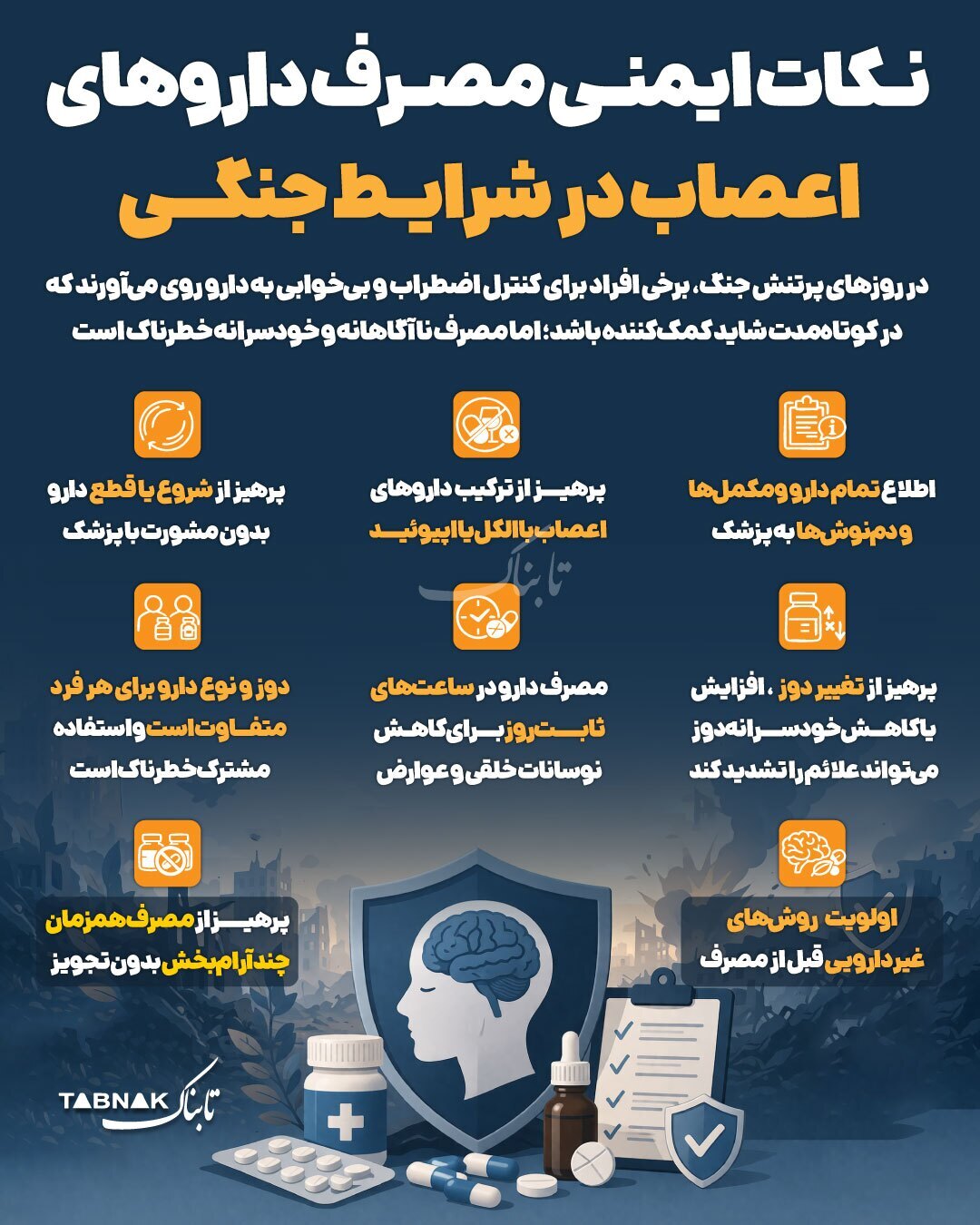 اینفوگرافیک / مصرف داروهای اعصاب در شرایط جنگی