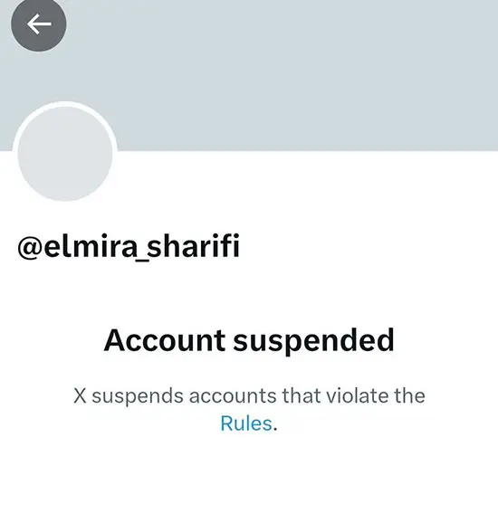 اکانت توییتر المیرا شریفی‌مقدم از دسترس خارج شد