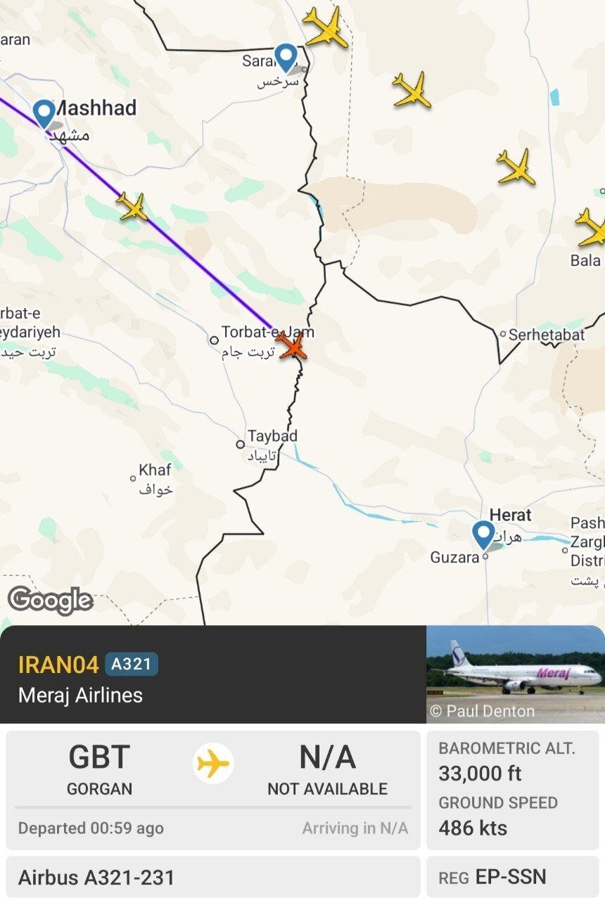 فوری/ خروج ۲ هواپیمای ایرباس از ایران به سمت مرزهای شرقی