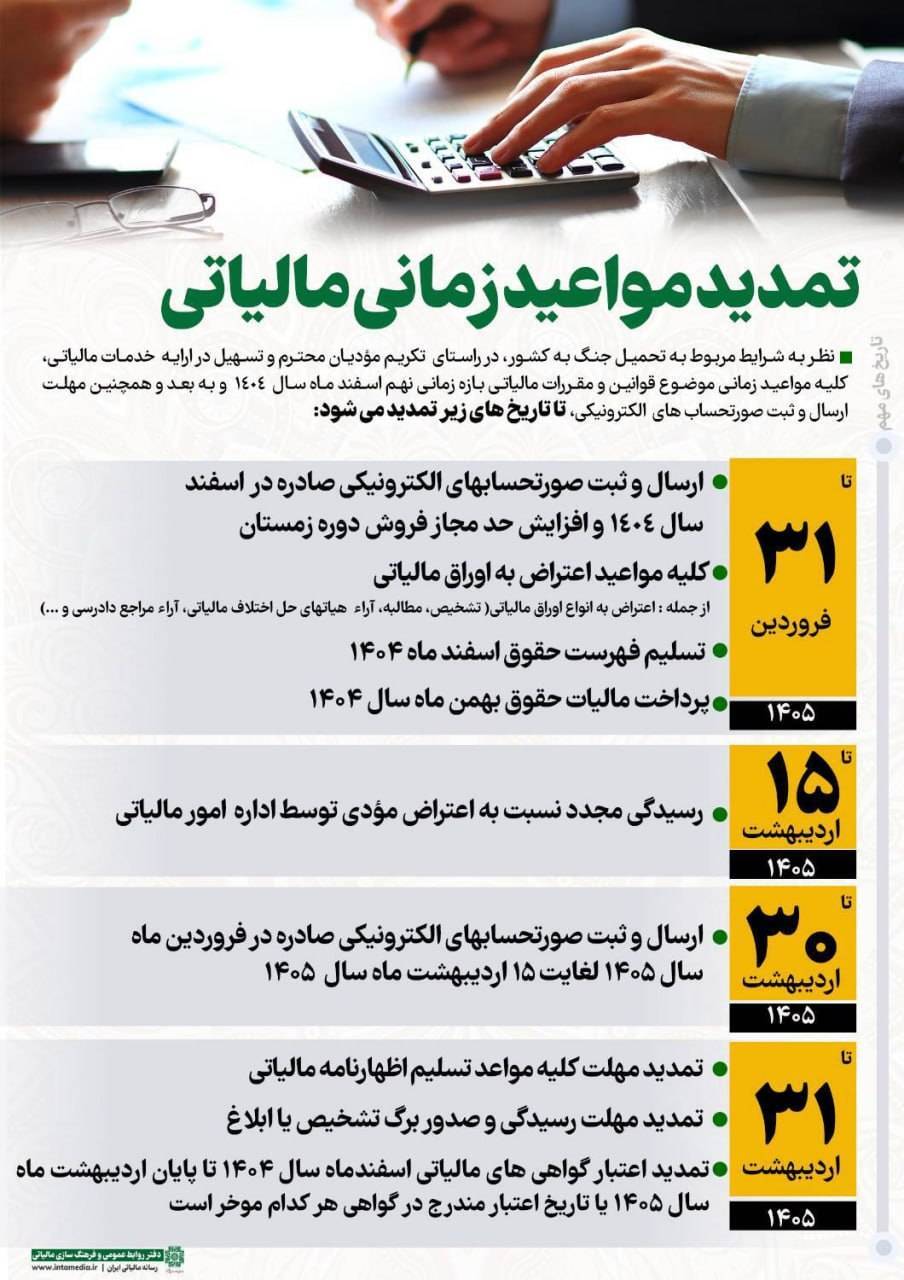 تمدید مواعید زمانی مالیاتی