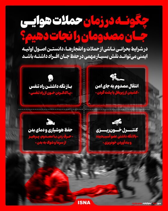 اینفوگرافیک/ چگونه در زمان حملات هوایی جان مصدومان را نجات دهیم؟