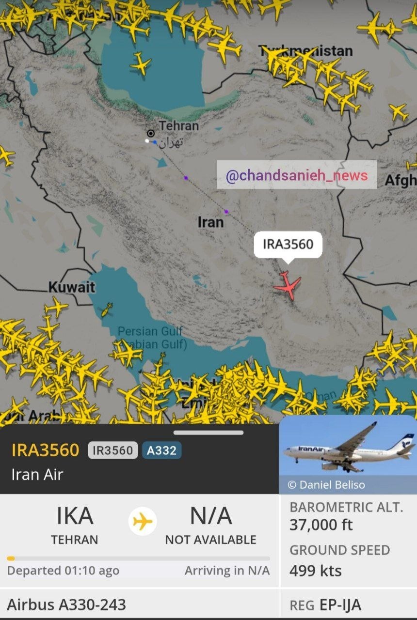 پرواز خبرساز یک هواپیما با مقصد نامشخص در آسمان ایران+ عکس