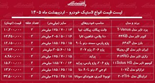قیمت جدید انواع لاستیک خودرو ۸ اردیبهشت ۱۴۰۵ / یک جفت لاستیک پژو، سمند، شاهین، پراید و...چند شد؟ + جدول