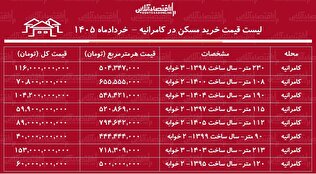 لیست قیمت خرید مسکن در کامرانیه/ خرید آپارتمان ۳ خوابه در این منطقه چقدر سرمایه نیاز دارد؟ + جدول خردادماه ۱۴۰۵