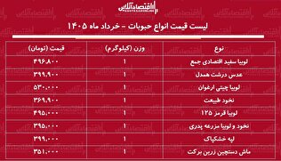 قیمت جدید انواع حبوبات ۲ خرداد ۱۴۰۵ / لوبیا چیتی، لوبیا قرمز، نخود و...کیلویی چند شد؟ + جدول