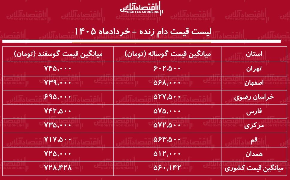قیمت دام زنده امروز ۲۲ خرداد ۱۴۰۵ | گوساله زنده کیلویی چند؟ + جدول قیمت دام زنده امروز ۲۲ خرداد ۱۴۰۵ | گوساله زنده کیلویی چند؟ + جدول