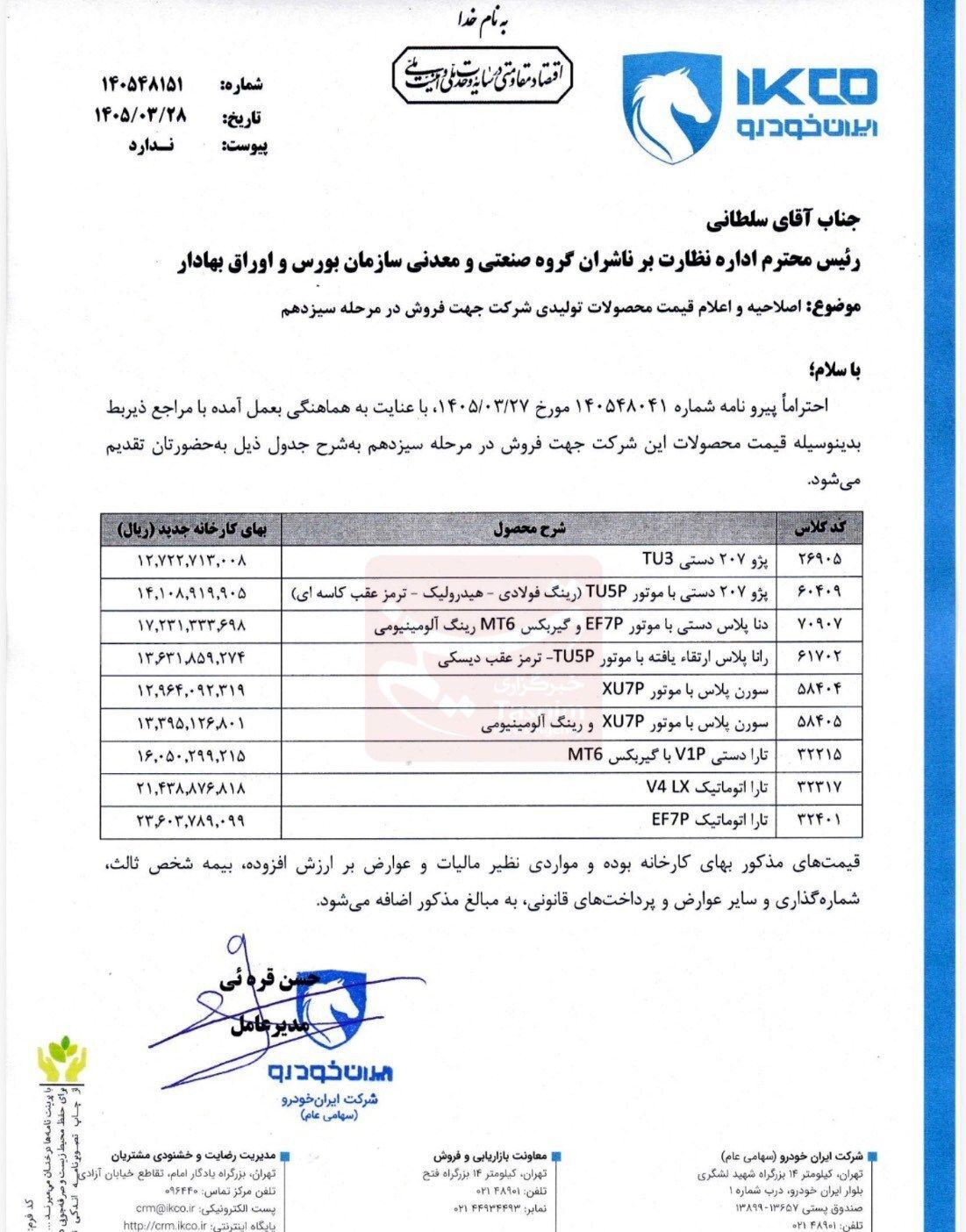 قیمت نهایی ۹ محصول ایران خودرو اعلام شد+ جدول قیمت نهایی ۹ محصول ایران خودرو اعلام شد+ جدول
