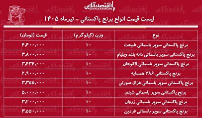 قیمت جدید انواع برنج پاکستانی ۱ تیر ۱۴۰۵ | برنج پاکستانی درجه یک کیلویی چند شد؟ + جدول