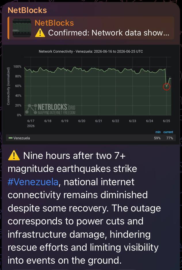 زلزله ۷ ریشتری زیرساخت‌های اینترنتی ونزوئلا را از کار انداخت
