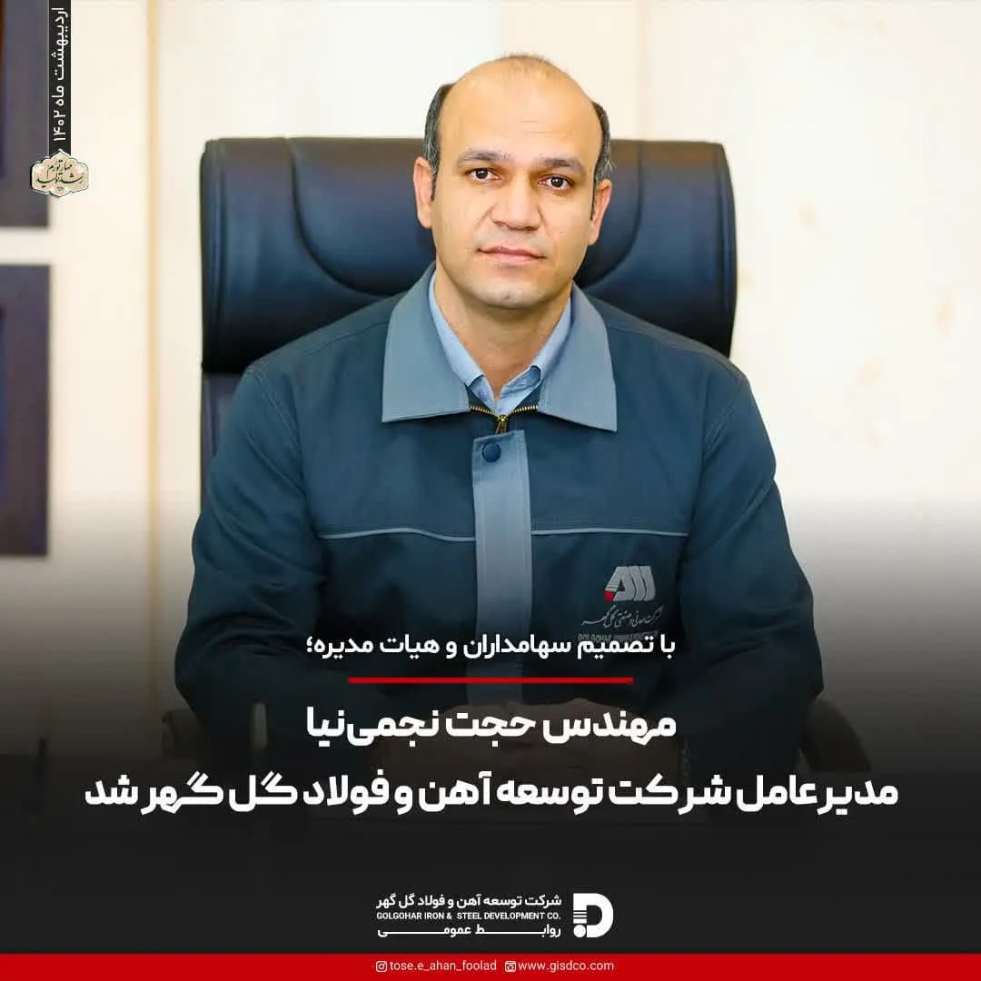 مهندس حجت نجمی‌نیا مدیرعامل شرکت توسعه آهن و فولاد گل گهر شد