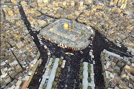 تصویر هوایی از حضور زوار در کربلا