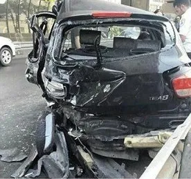 تصادف سنگین پرادو با تیبا +عکس