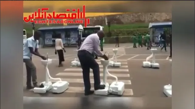 ایستگاه شستن دست ها در روآندا +فیلم