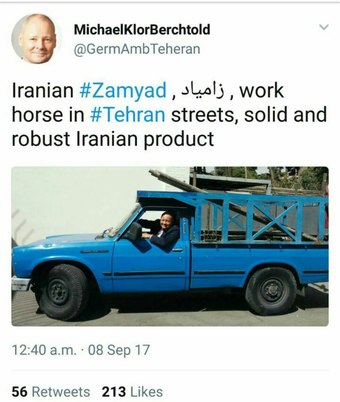 نیسان سواری سفیر آلمان در ایران +عکس