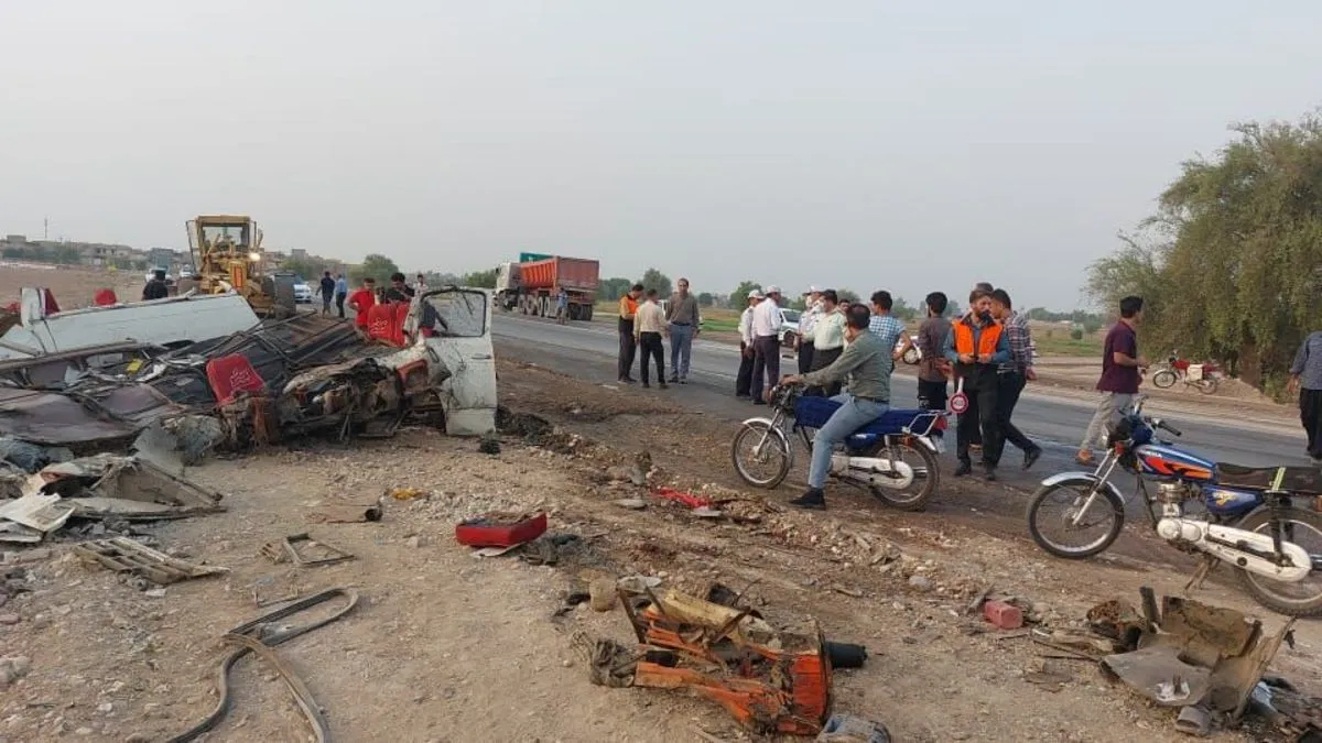 تصاویر دلخراش از تصادف مرگبار در جاده شوشتر