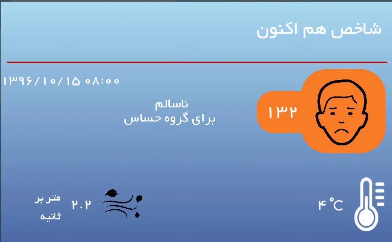 کیفیت هوای تهران ناسالم شد