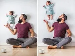 هنرنمایی پدری در عکاسی از نوزادش +تصاویر