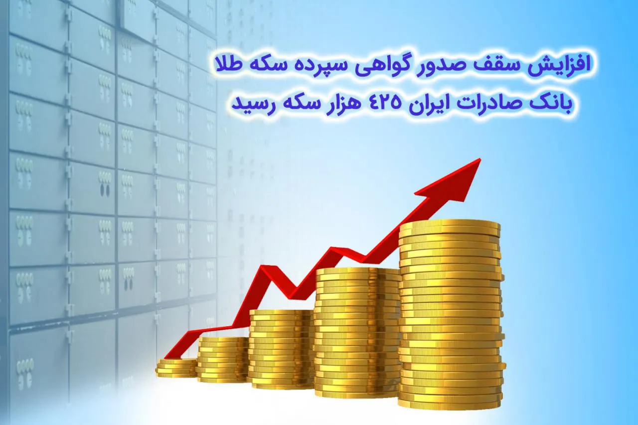افزایش سقف صدور گواهی سپرده سکه طلا بانک صادرات ایران به ٤٢٥ هزار سکه
