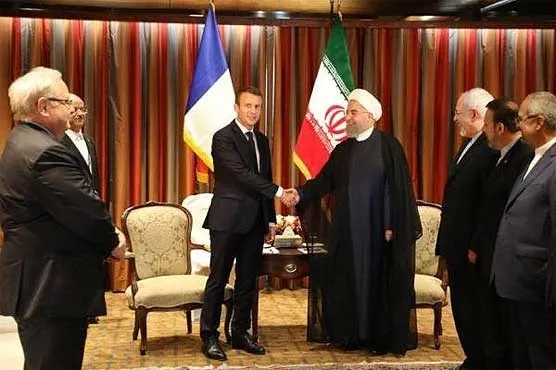 دیدار روحانی و مکرون در حاشیه سازمان ملل متحد +فیلم