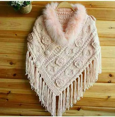 آموزش بافتنی؛ یادگیری ساده پانچ یا شنل بافتنی شیک + فیلم