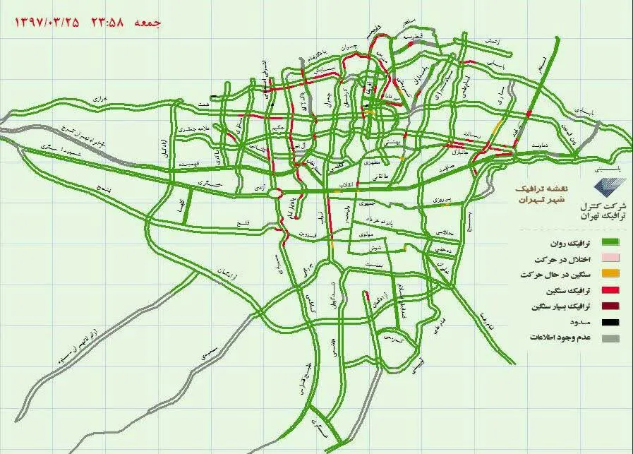 نقشه ترافیکی شهر تهران