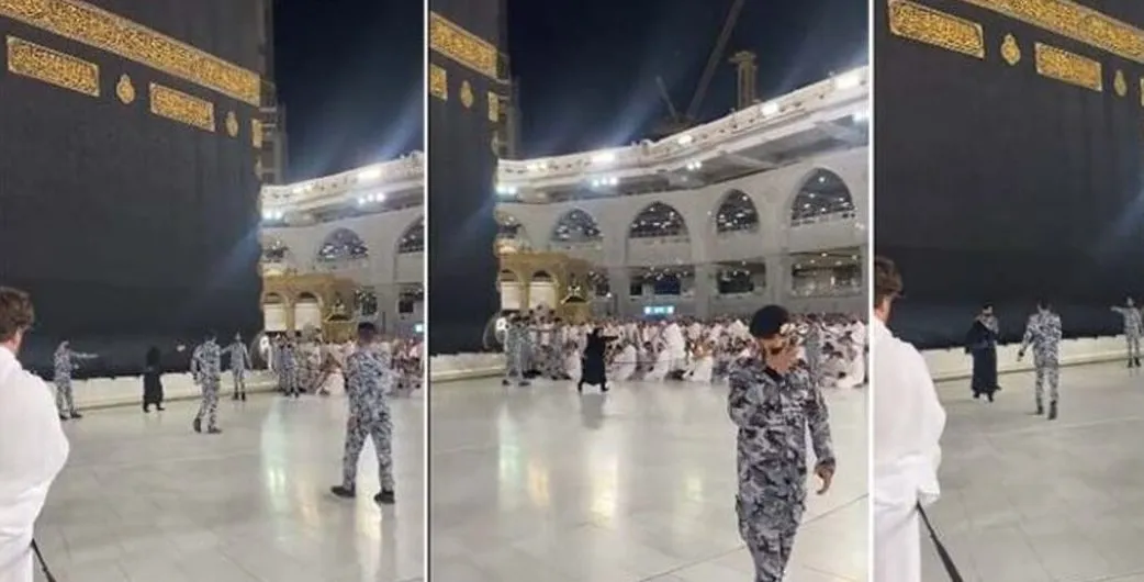 حرکات عجیب یک زن پس از بوسیدن حجر الاسود + فیلم