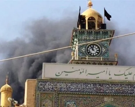 آتش‌سوزی در صحن‌جدید حرم امام‌علی +عکس
