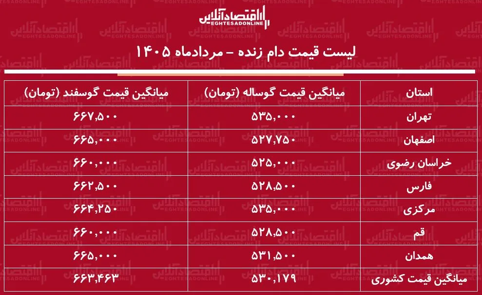 قیمت دام