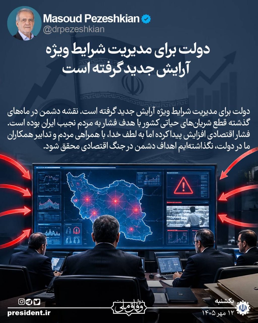 پزشکیان از تغییر آرایش دولت خبر داد / جنگ اقتصادی وارد مرحله تازه شد پزشکیان از تغییر آرایش دولت خبر داد / جنگ اقتصادی وارد مرحله تازه شد