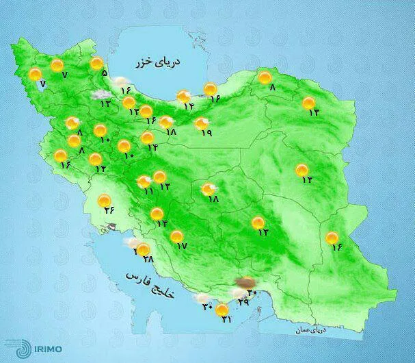 افزایش دما در شمال‌ و گردوغبار در جنوب‌غرب