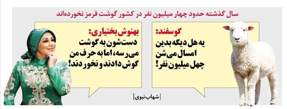 نقش بهنوش بختیاری در کاهش مصرف گوشت! (طنز)