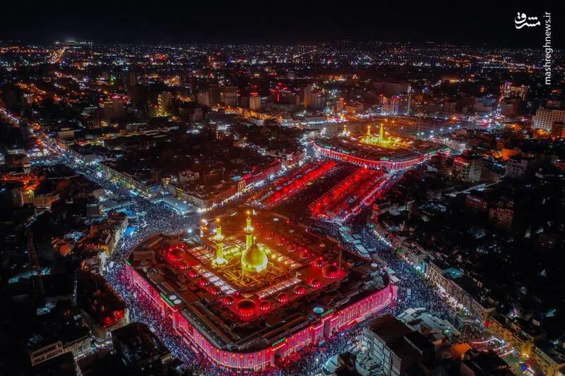 زیباترین تصاویر هوایی شب گذشته از کربلا معلی