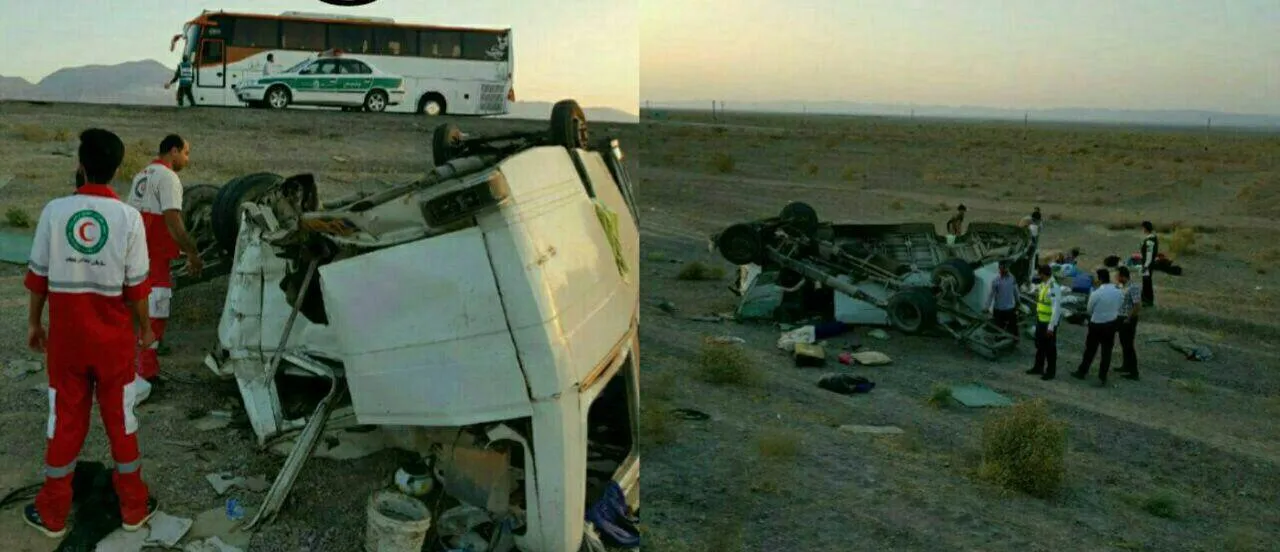 ۶۱مصدوم درپی تصادف مینی‌بوس و اتوبوس در سمنان