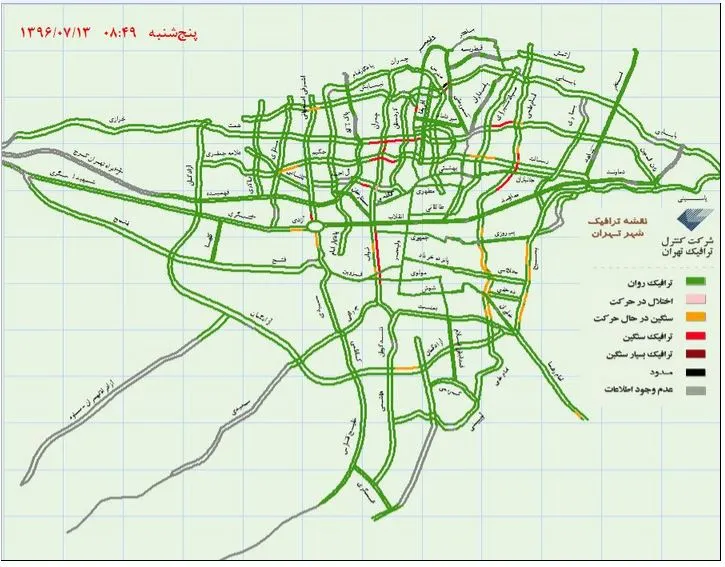 وضعیت ترافیکی صبح امروز پایتخت +نقشه