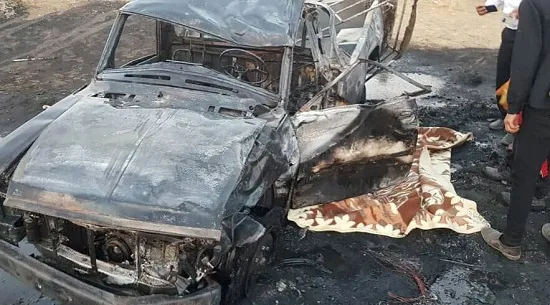 راننده وانت حمل گازوئیل در آتش سوخت +عکس
