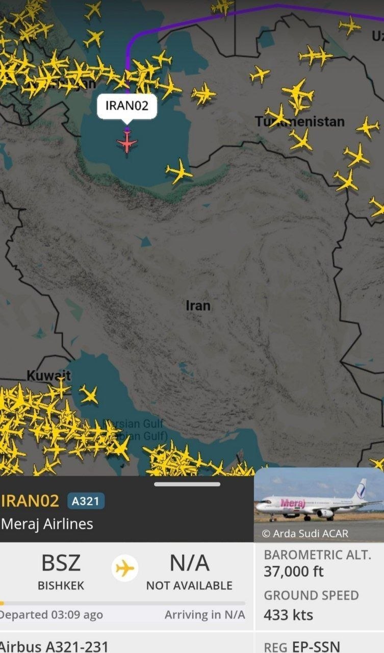 وضعیت آسمان ایران؛ هواپیمای پزشکیان درحال بازگشت به کشور وضعیت آسمان ایران؛ هواپیمای پزشکیان درحال بازگشت به کشور