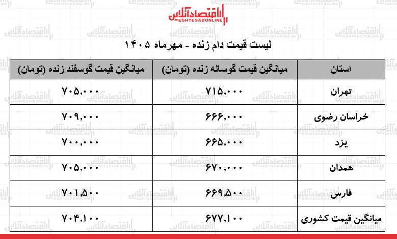لیست قیمت دام زنده امروز ۲۸ مهر ۱۴۰۵ / گوسفند زنده کیلویی چند شد؟ + جدول