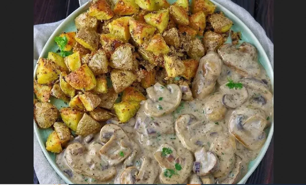 طرز تهیه سیب زمینی رژیمی با سس قارچ / آموزش مرحله به مرحله