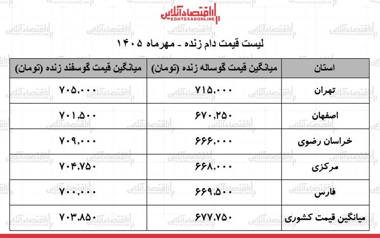 قیمت جدید دام زنده امروز ۱۷ مهر ۱۴۰۵ / گوسفند زنده کیلویی چند شد؟ + جدول