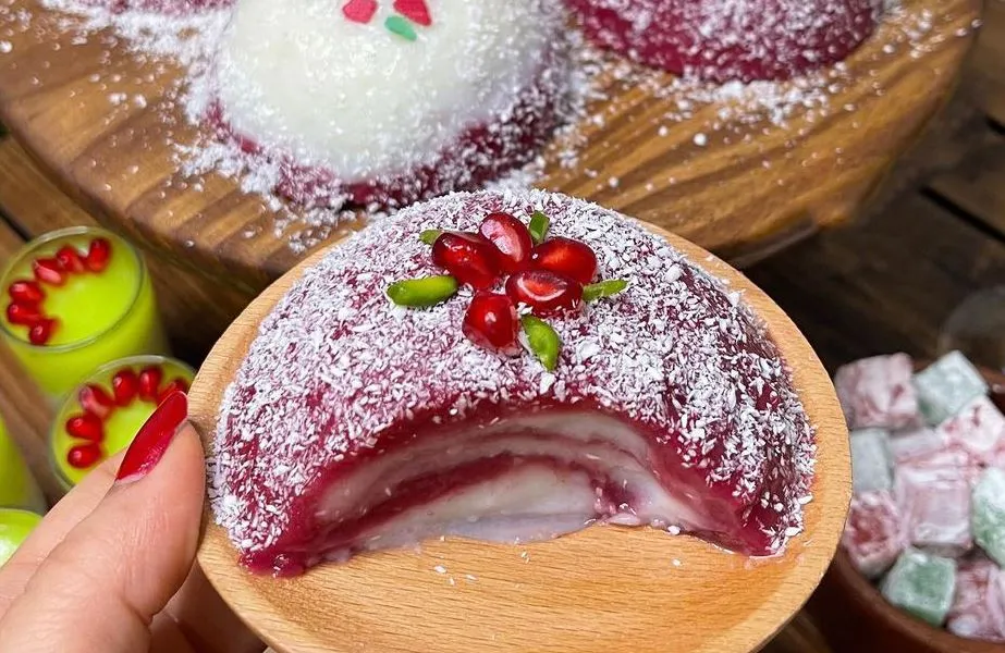 طرز تهیه دسر خوشمزه شب یلدا / دسر تاتلی زبرا اناری + فیلم