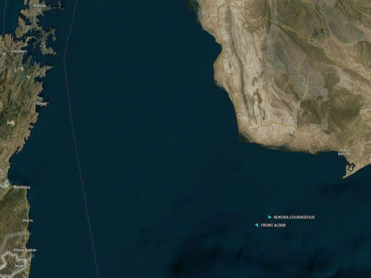 محل وقوع حادثه در دریای عمان +عکس