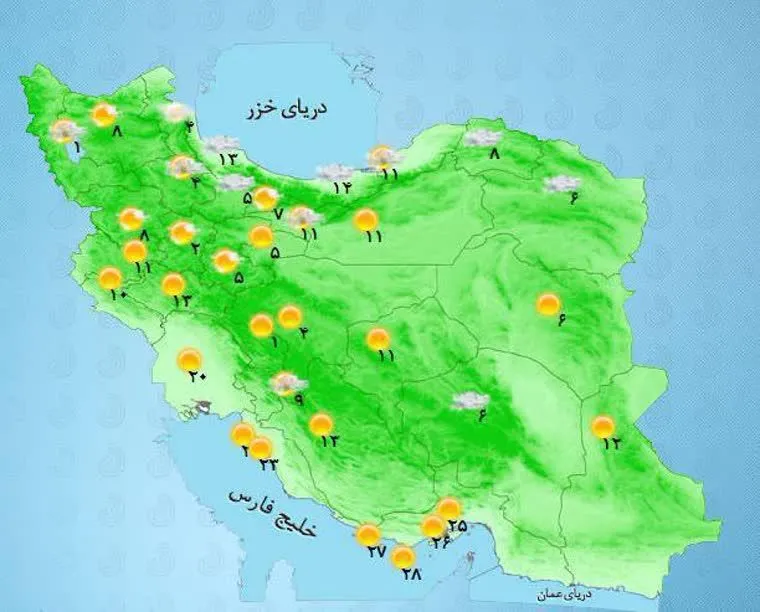 پیش‌بینی بارش باران در ارتفاعات البرز