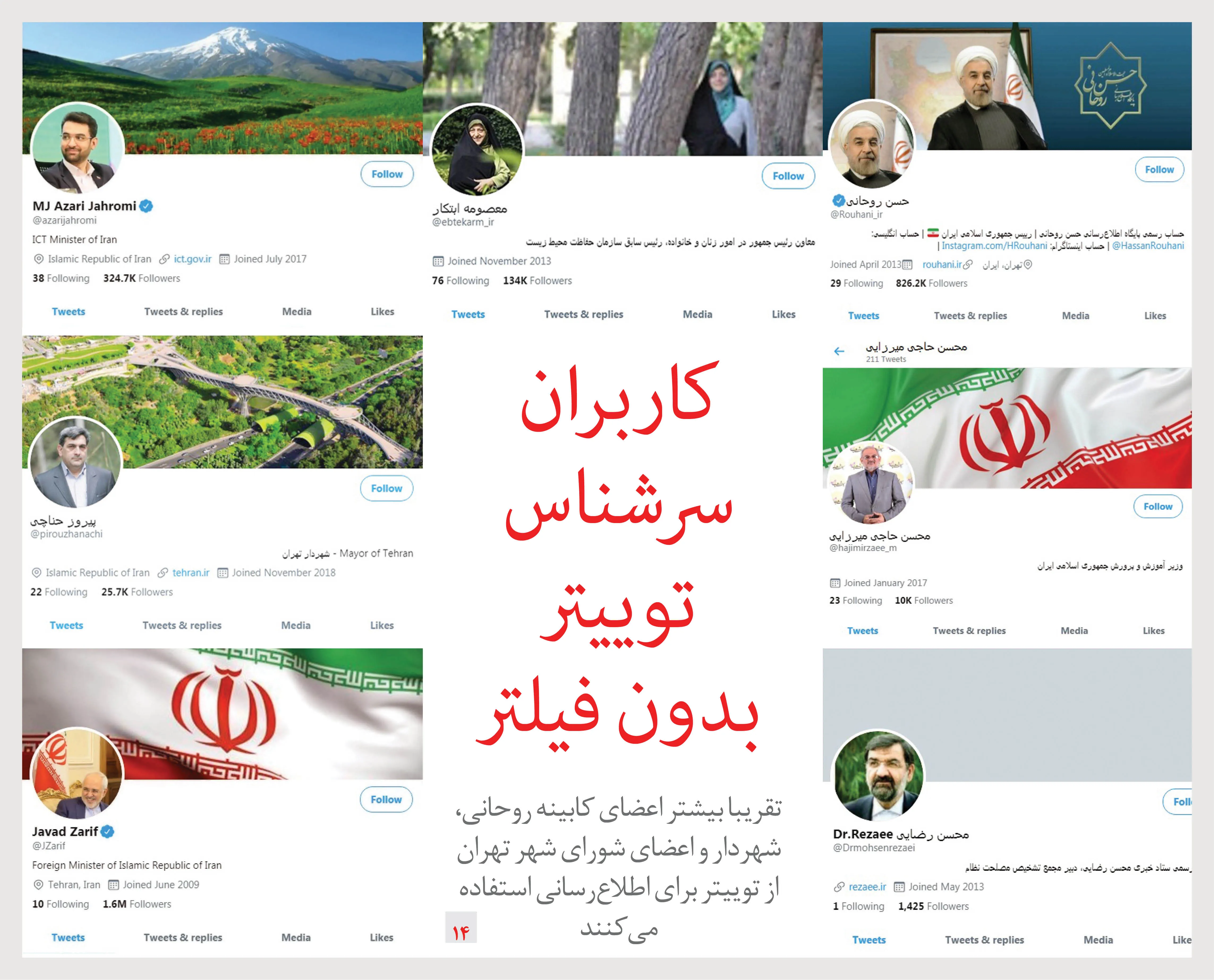 کاربران سرشناس توییتر بدون فیلتر را بشناسید