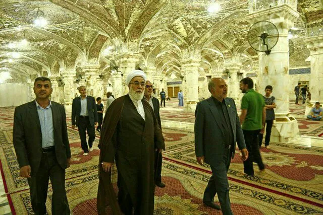 بازدید آیت‌الله محمدی‌گلپایگانی از صحن حضرت زهرا (س) در نجف +عکس