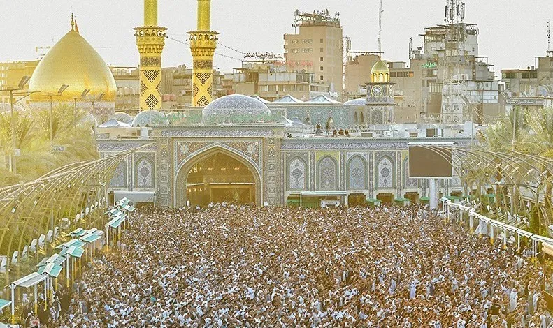 اقامه نماز عید سعید قربان در بین‌الحرمین کربلا + فیلم