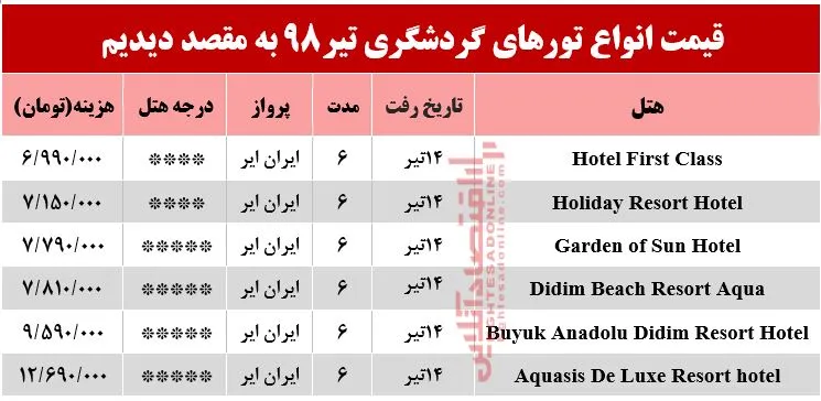 سفر به دیدیم ترکیه چند تمام می‌شود؟